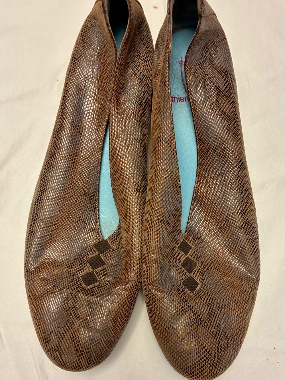 Thierry Rabotin Brown Textured Ballet Flats